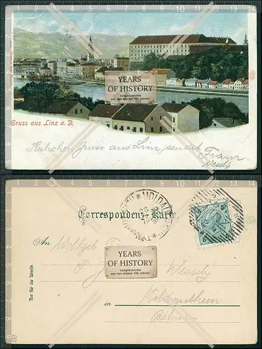 AK Linz an der Donau Lithographie 1901 gelaufen