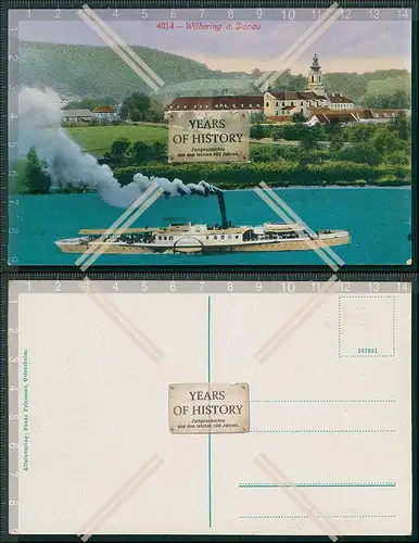 AK Wilhering a. d. Donau Ortsansicht Kirche Dampfer Ansicht von Ottensheim bei 