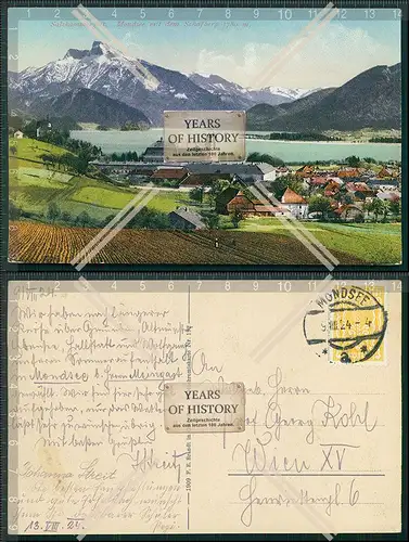 AK Mondsee Salzkammergut Seepartie Schafberg 1924 gelaufen