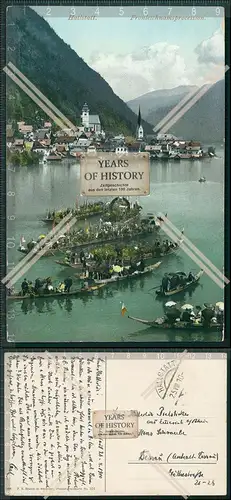 AK Hallstatt Fronleichnam Prozession 1910 gelaufen Salzkammergut Panorama am Se