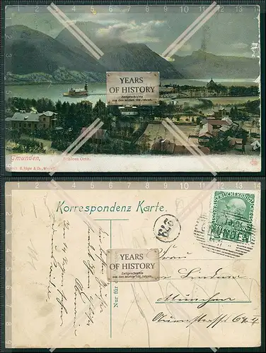 AK Gmunden Oberösterreich Salzkammergut Traunsee 1908 gel. Schloss Ort am See 