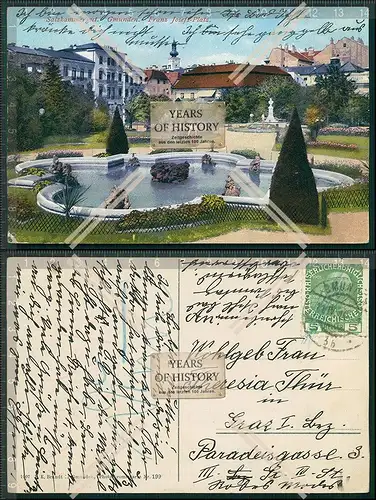 AK Gmunden Oberösterreich Salzkammergut Traunsee 1914 gel. Franz Josefs Platz