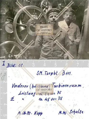 Foto S.M. Torpedoboot B111 Turbinenraum Kriegsschiff Kaiserliche Marine 1916