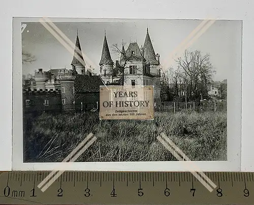 Orig. Glas Dia 1.WK Belgien Frankreich Burg Festung nach Beschuss