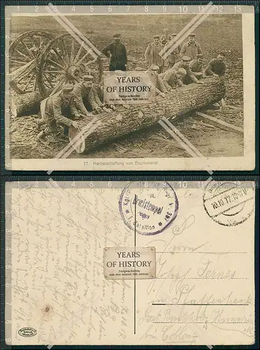 AK Deutsche Soldaten Herbeischaffung von Baumaterial  Nordfrankreich I WK 1917 