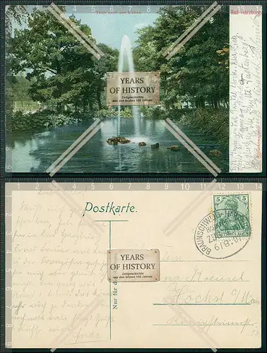 AK Bad Harzburg Teich unter den Eichen Bahnpost Stempel 1907 gelaufen