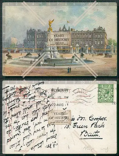 AK Queen Victoria Memorial Buckingham Palace London 1915 gelaufen