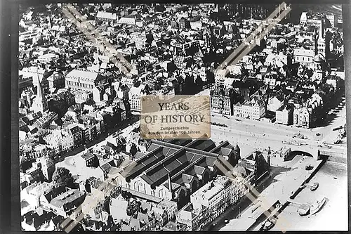 Foto Köln 1944-46 Luftaufnahme Stadt Brücke Rhein Schiff