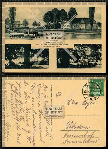 Orig. AK Grohnde an der Weser Fähre gel. 1925 Karte mit Knick