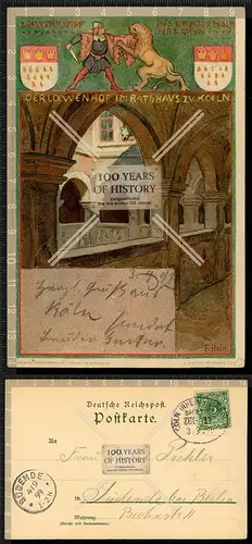 Orig. AK Köln Löwenhof im Rathaus Bahnpost gel. 1899