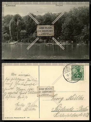 Orig. AK Berlin Pfaueninsel Havel Überfahrt gel. 1907