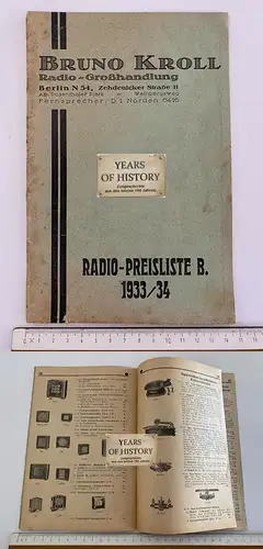 Illustrierter Radio-Katalog für 1933/34. Radio Preisliste Bruno Kroll Radio Gro