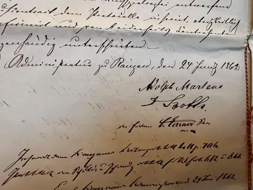 Handschrift Dokument Administratur Grafschaft Rantzau Elmshorn Bramstedt v. 1862