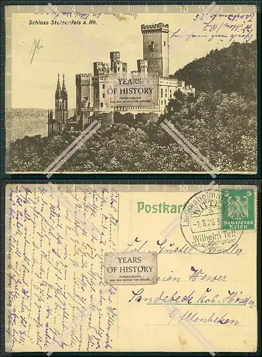 AK Schloss Stolzenfels am Rhein 1926 gelaufen