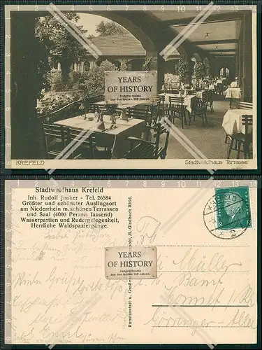 AK Stadtwaldhaus Krefeld Hüttenallee schöne Terrasse 1929 gelaufen