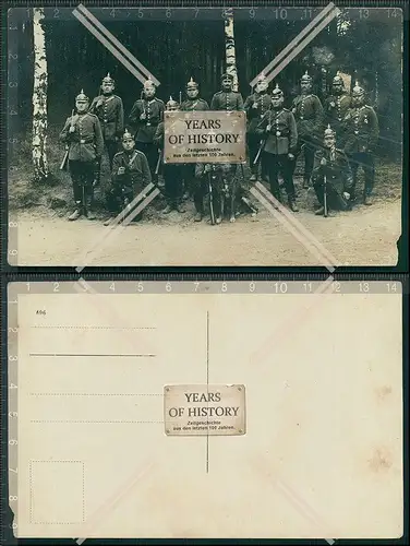 Foto AK Feldpost 1. WK Soldaten mit Pickelhaube Sachsen um 1911
