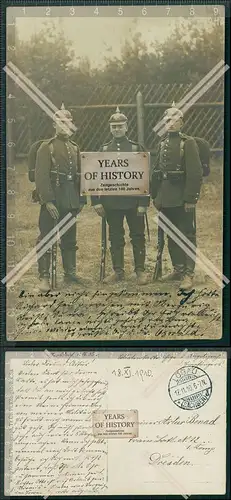 Foto AK Soldaten mit Pickelhaube Karabiner Löbau Sachsen 1910 gelaufen