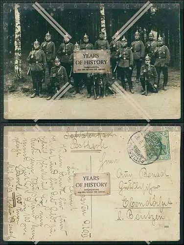 Foto AK Soldaten Dresden Gruppe Pickelhaube 1911 gelaufen
