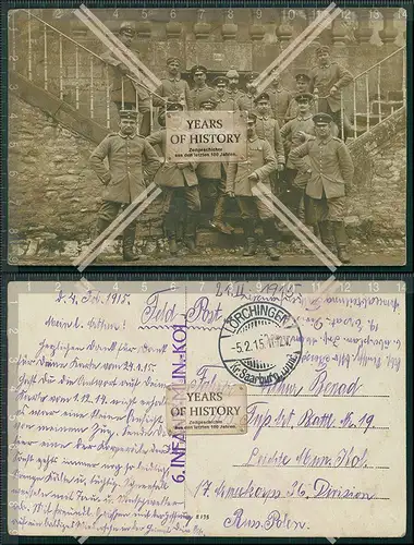 Foto AK Feldpost 1. WK Soldaten Lörchingen Saarburg 1915 gelaufen