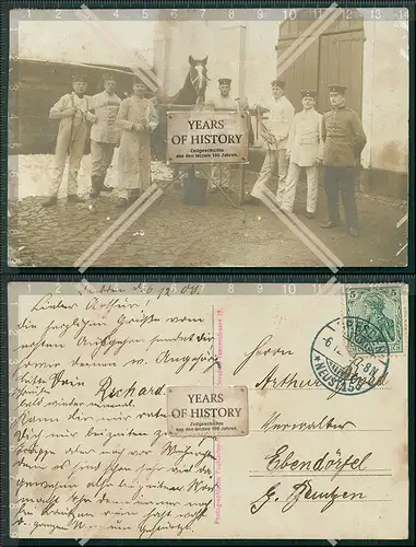 Foto AK Soldaten Pferd Kaserne Dresden Neustadt 1909 gelaufen