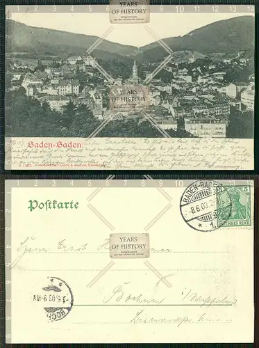 Orig. AK Baden Baden Luftbild gel. 1903
