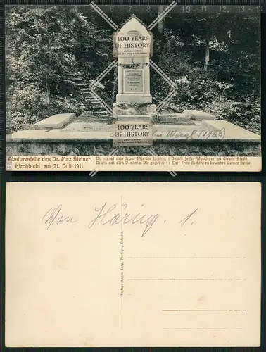 Orig. AK Kirchbichl Absturzstelle des Dr. Max Steiner 1911
