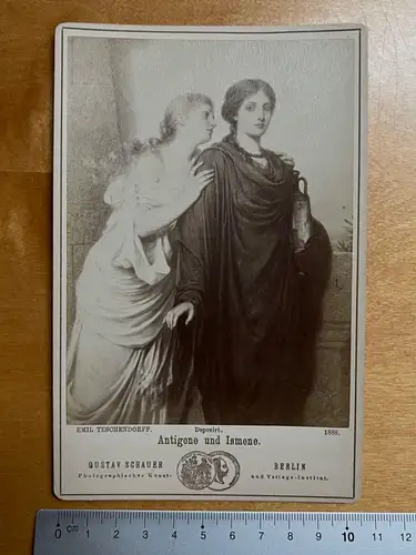 CAB Foto Ismene u. Antigone Gustav Schauer Berlin Gemälde Kabinettkarte um 1895