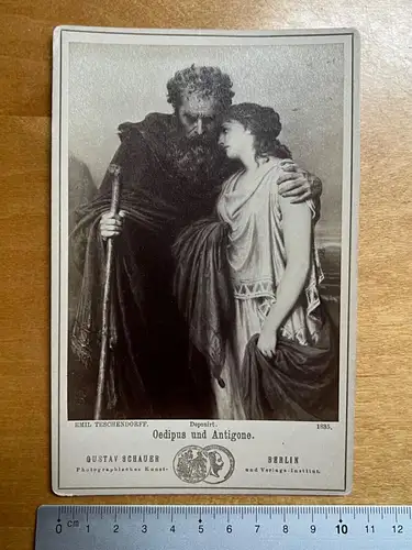 CAB Foto Oedipus u. Antigone Gustav Schauer Berlin Gemälde Kabinettkarte um 1895