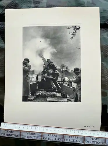 Original Druck Karton 1941 Geschütz Flak feuert Belgien Frankreich