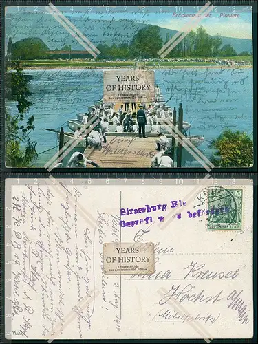 AK 1. WK Kehl am Rhein Brückenbau der Pioniere 1914 gelaufen