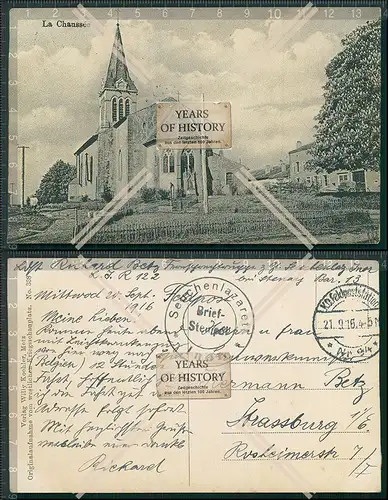 AK Feldpost 1. WK LIR Infanterie Regiment 122 La Chaussee Frankreich Kirche