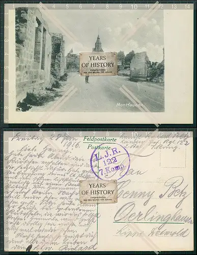 AK Feldpost 1. WK LIR Infanterie Regiment 122 Montfaucon Doubs Frankreich 1916 