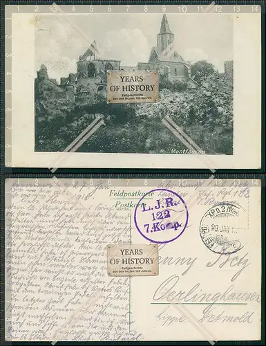 AK Feldpost 1. WK LIR Infanterie Regiment 122 Montfaucon Doubs Frankreich 1916 