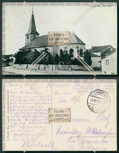 AK Feldpost 1. WK LIR Infanterie Regiment 122 Lagarde Kirche Frankreich 1916 ge