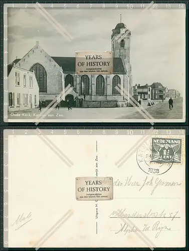 Foto AK Katwijk aan Zee Kerk Niederlande 1938 gelaufen