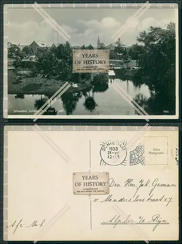 Foto AK Schiedam Park Ziekenhuis Zuid-Holland 1933 gelaufen