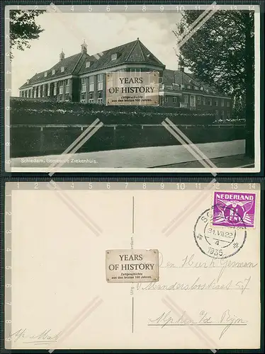 Foto AK Schiedam Ziekenhuis Zuid-Holland 1935 gelaufen