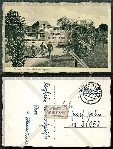 Orig. AK Sankt Wendel Saarland Rosenanlagen 1940 Feldpost gelaufen