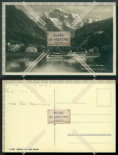 Orig. Foto AK Raddampfer Schiff Einfahrt in Interlaken Oberhasli Bern Schweiz 1