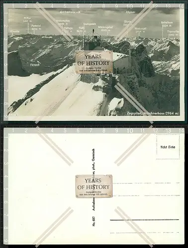 Orig. Foto AK Zugspitze Münchener Haus Sektion München und viele Berggipfel d