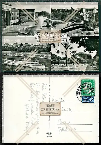 Orig. Foto AK Düsseldorf Ausstellungsgelände Rheinufer Raddampfer und vieles 