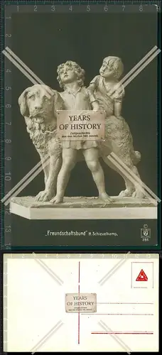 Orig. AK Künstler Freundschaftsbund H. Schievelkamp Plastik Mädchen Junge mit