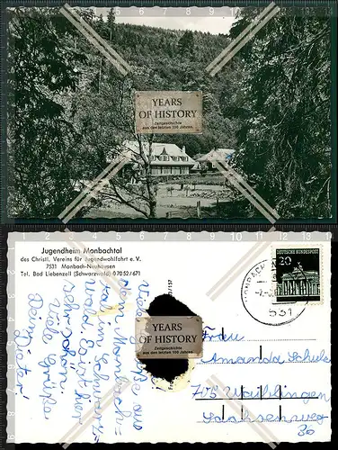 Orig. Foto AK Mohnbach Neuhausen Bad Liebenzell Jugend- und Erholungsheim Monba