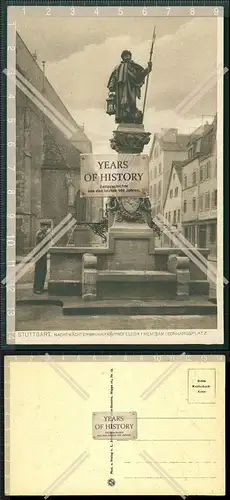 Orig. AK Stuttgart Nachtwächterbrunnen am Leonhardsplatz 1911 echte Kupferdruc
