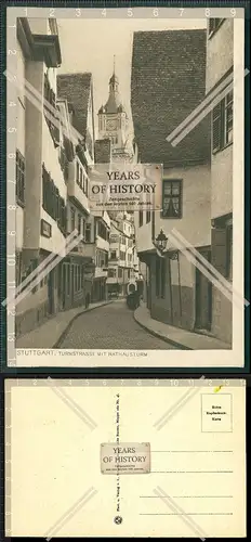 Orig. AK Stuttgart Turmstraße mit Rathausturm 1913 echte Kupferdruck Karte