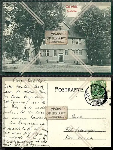 Orig. AK Clausthal-Zellerfeld Harz Apotheke Straßenansicht 1914 gelaufen