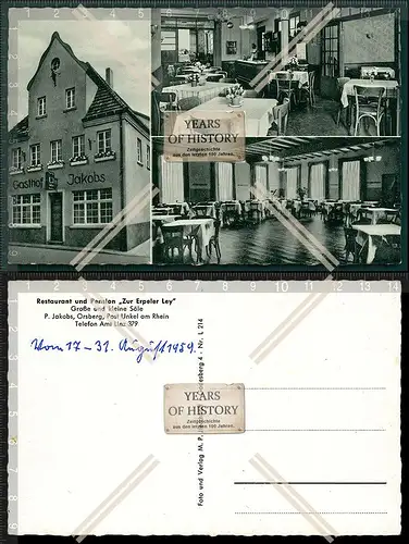 Orig. Foto AK Orsberg Erpel Unkel Restaurant Pension zur Erpeler Ley Neuwied Rh