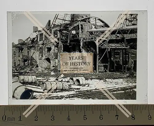 Orig. Glas Dia 1.WK Belgien Frankreich Zeche Grube Bergwerk Fördertürme nach 