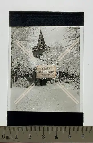 Orig. Glas Dia 1.WK Belgien Frankreich Kirche Kathedrale Winterlandschaft