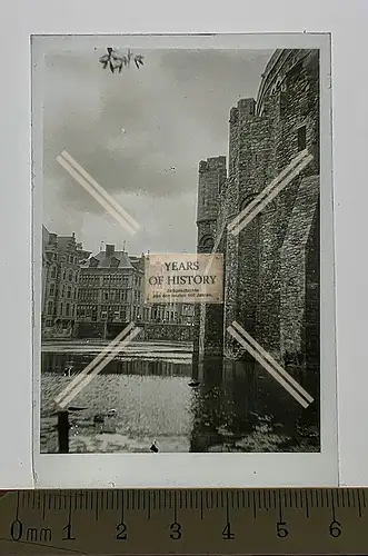 Orig. Glas Dia 1.WK Belgien Frankreich Stadt Burg Festung